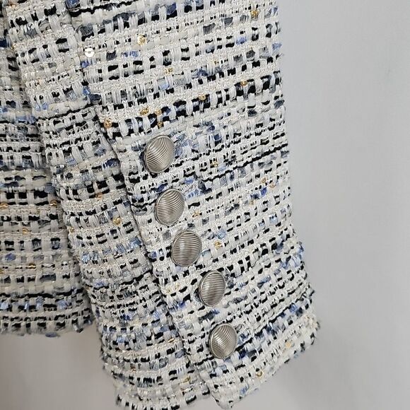 NWOT L'AGENCE Kenzie Tweed Double Breasted Blazer in Blue and White - Size 2 - Picture 13 of 16